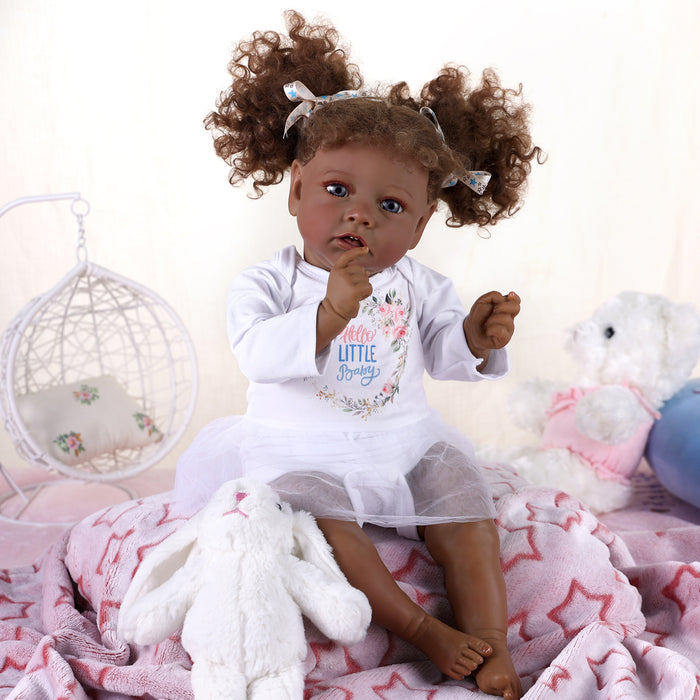 Babeside 20" Reborn Baby Doll African American White Skirt Girl Saria