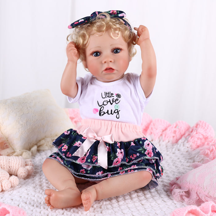 Babeside 20" Reborn Baby Doll Blonde Curly Hair Girl Saria