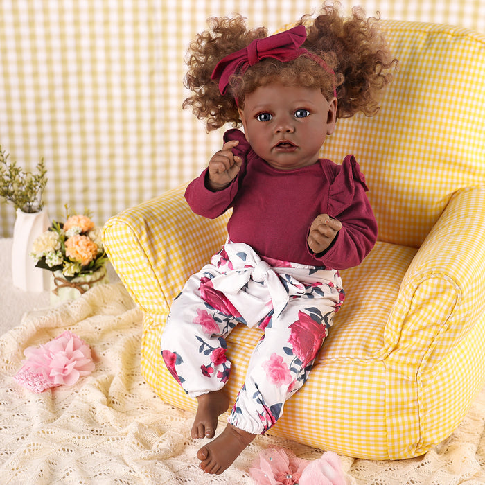 Babeside 20" Reborn Baby Doll Brown Curly Hair African American Girl Saria