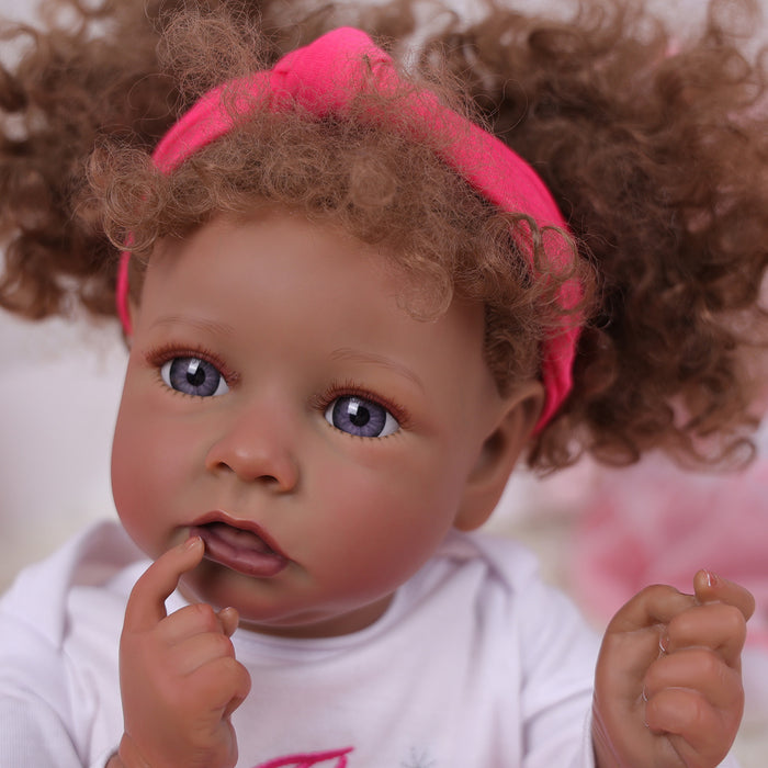 Babeside 20" Reborn Baby Doll Brown Curly Hair African American Girl Saria