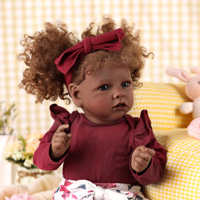 Babeside 20" Reborn Baby Doll Brown Curly Hair African American Girl Saria
