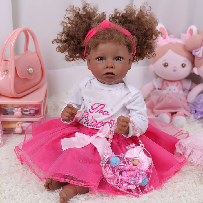 Babeside 20" Reborn Baby Doll Brown Curly Hair African American Girl Saria