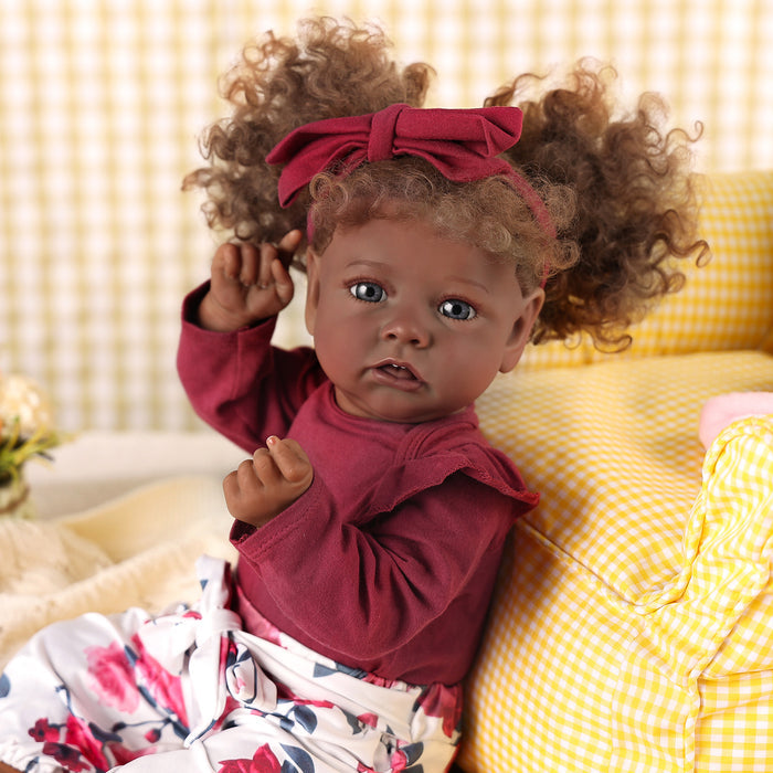 Babeside 20" Reborn Baby Doll Brown Curly Hair African American Girl Saria