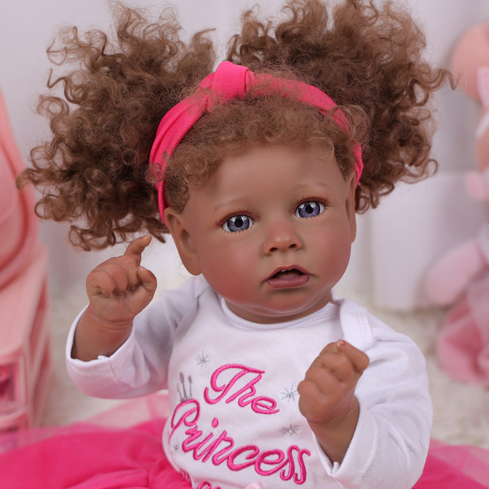 Babeside 20" Reborn Baby Doll Brown Curly Hair African American Girl Saria