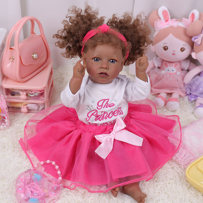 Babeside 20" Reborn Baby Doll Brown Curly Hair African American Girl Saria