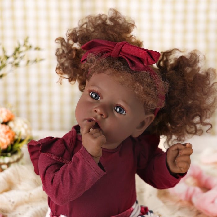 Babeside 20" Reborn Baby Doll Brown Curly Hair African American Girl Saria