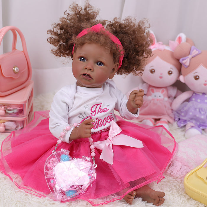 Babeside 20" Reborn Baby Doll Brown Curly Hair African American Girl Saria