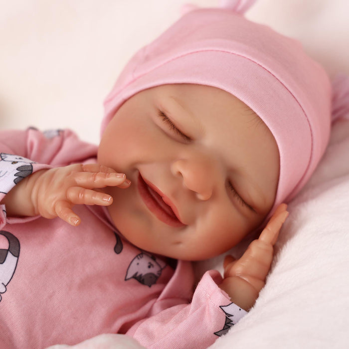 Babeside 20" Reborn Baby Doll Sleeping Infant Pink Girl Angel with Heartbeat Coos and Breath