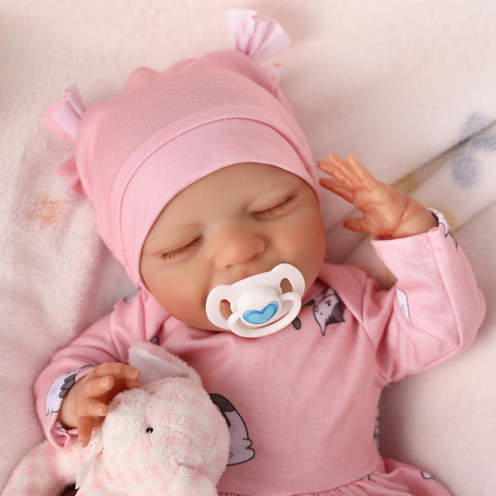 Babeside 20" Reborn Baby Doll Sleeping Infant Pink Girl Angel with Heartbeat Coos and Breath