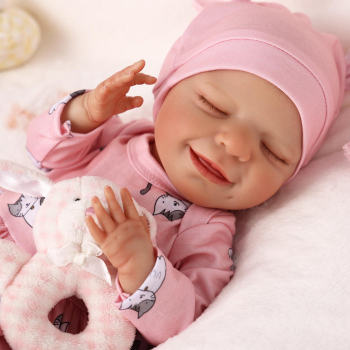 Babeside 20" Reborn Baby Doll Sleeping Infant Pink Girl Angel with Heartbeat Coos and Breath