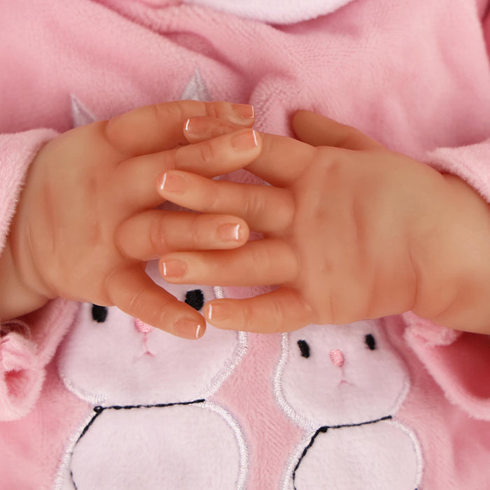 Babeside 20" Reborn Baby Doll Sleeping Infant Pink Rabbit Girl Angel with Heartbeat Coos and Breath