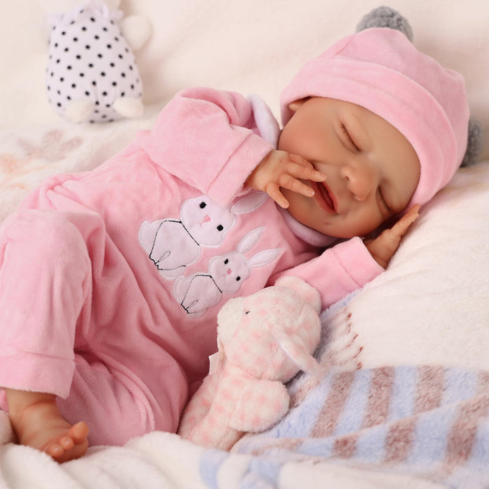 Babeside 20" Reborn Baby Doll Sleeping Infant Pink Rabbit Girl Angel