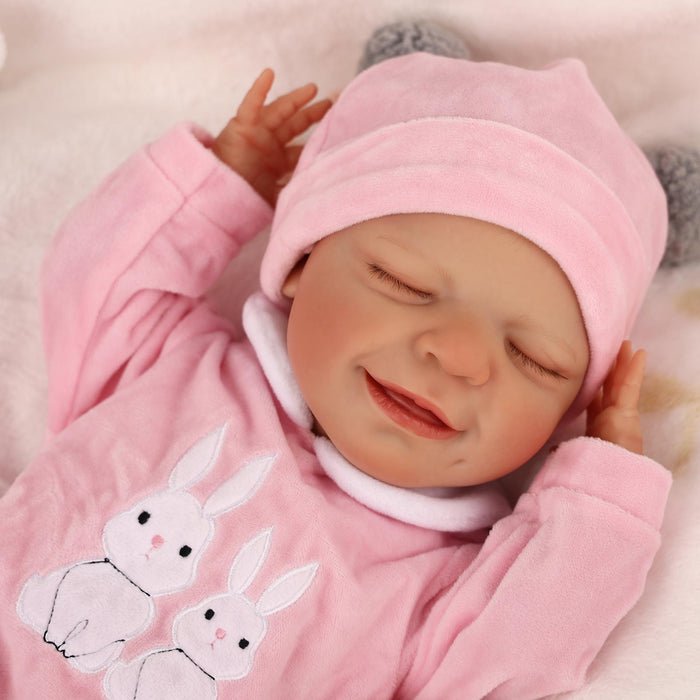 Babeside 20" Reborn Baby Doll Sleeping Infant Pink Rabbit Girl Angel