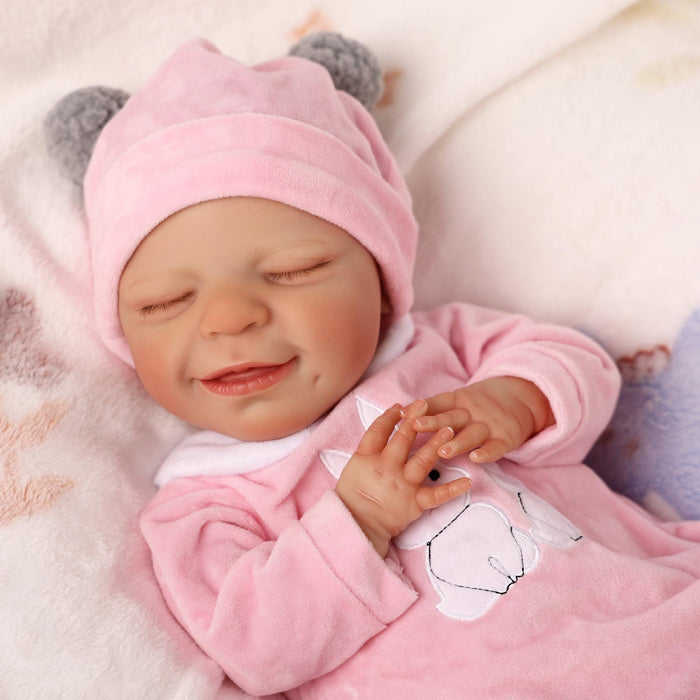 Babeside 20" Reborn Baby Doll Sleeping Infant Pink Rabbit Girl Angel