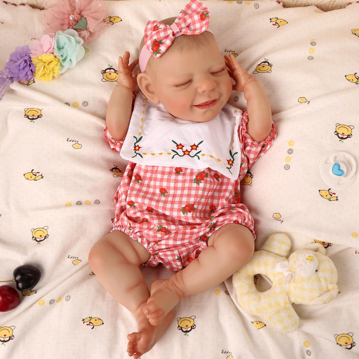 Babeside 20" Reborn Baby Doll Sleeping Infant Red Plaid Jumpsuit Girl Angel