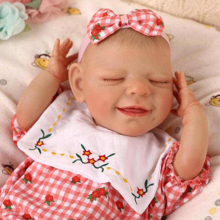 Babeside 20" Reborn Baby Doll Sleeping Infant Red Plaid Jumpsuit Girl Angel