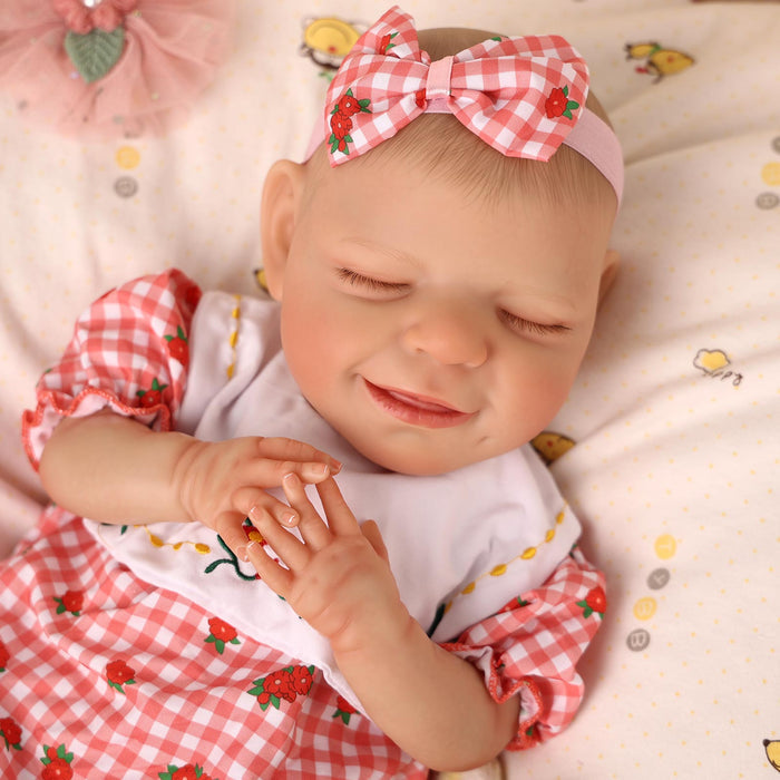 Babeside 20" Reborn Baby Doll Sleeping Infant Red Plaid Jumpsuit Girl Angel