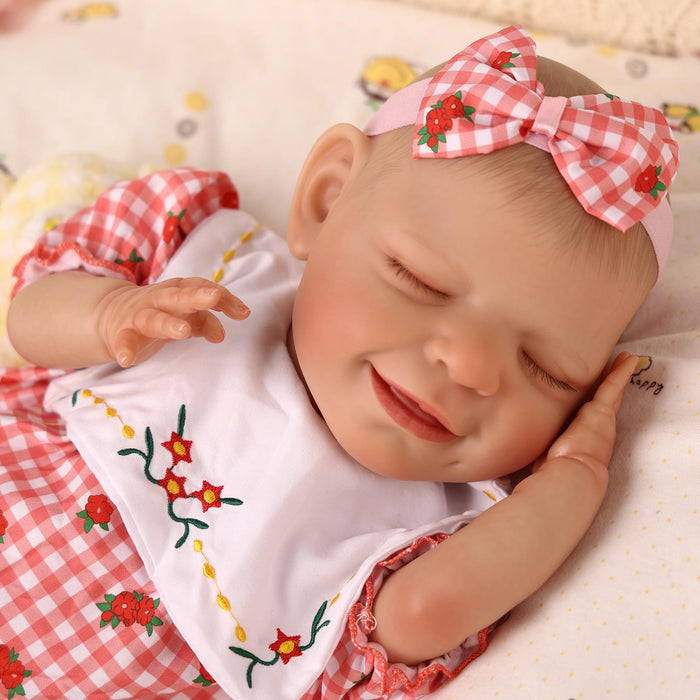 Babeside 20" Reborn Baby Doll Sleeping Infant Red Plaid Jumpsuit Girl Angel