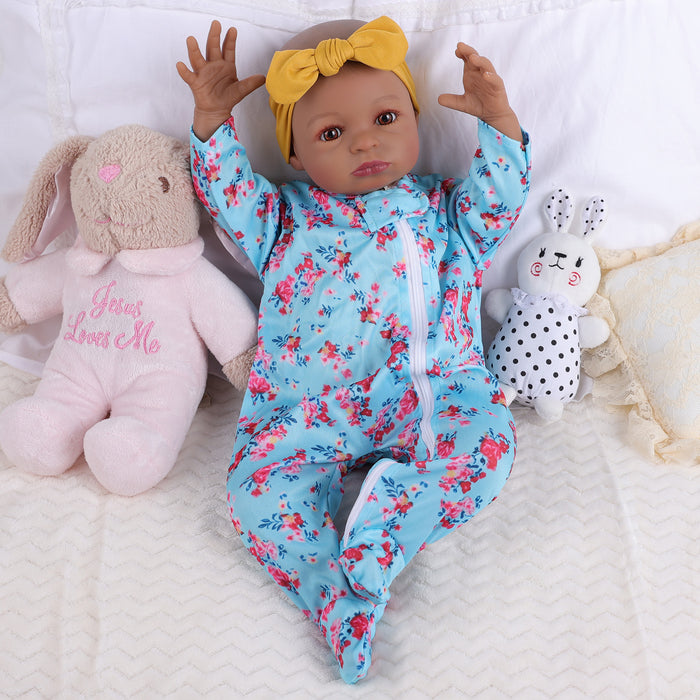 Babeside 20'' Reborn Girl Laney - Real Life Blue Suit African American Infant Baby Doll