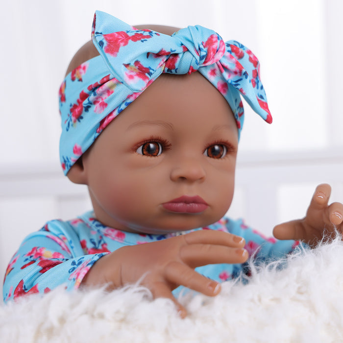 Babeside 20'' Reborn Girl Laney - Real Life Blue Suit African American Infant Baby Doll