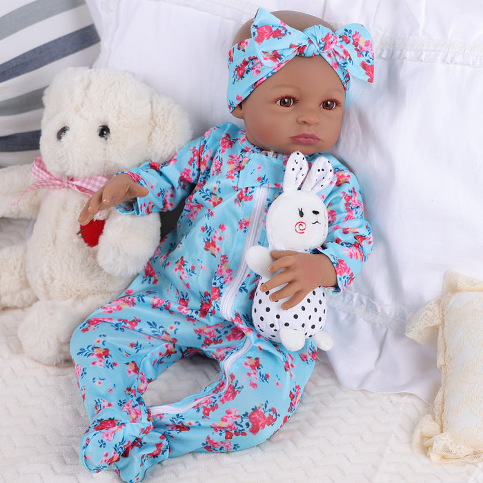 Babeside 20'' Reborn Girl Laney - Real Life Blue Suit African American Infant Baby Doll