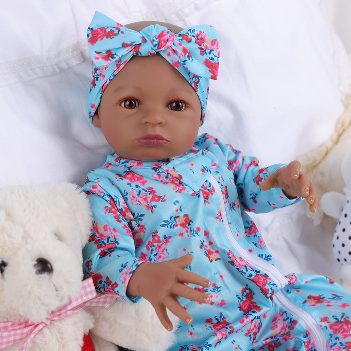 Babeside 20'' Reborn Girl Laney - Real Life Blue Suit African American Infant Baby Doll