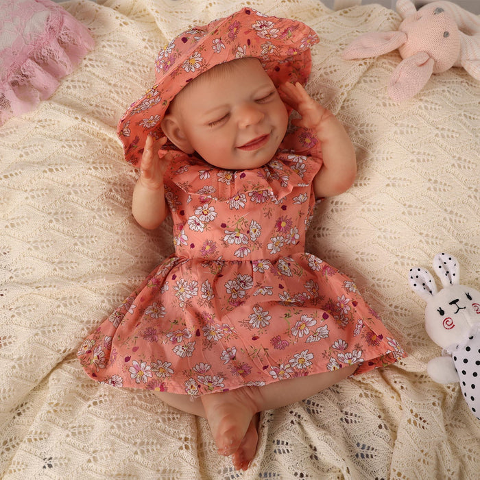 Babeside 20" Sleeping Infant Orange Floral Dress Girl Angel