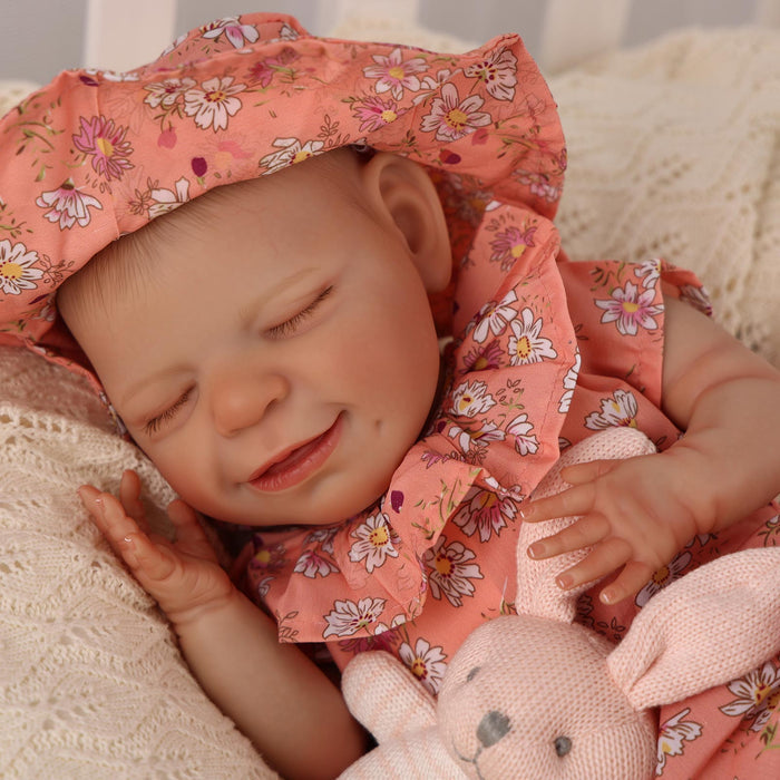 Babeside 20" Sleeping Infant Orange Floral Dress Girl Angel