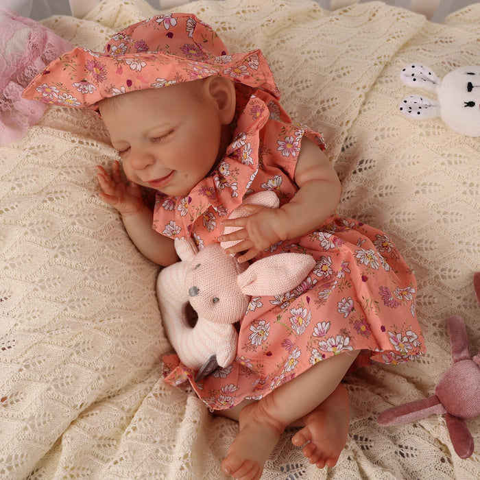 Babeside 20" Sleeping Infant Orange Floral Dress Girl Angel