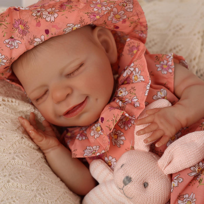 Babeside 20" Sleeping Infant Orange Floral Dress Girl Angel