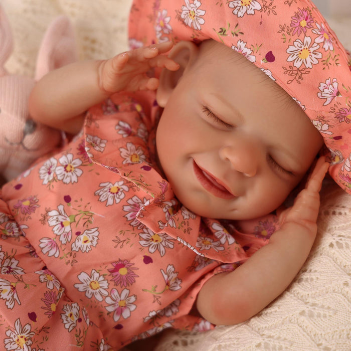 Babeside 20" Sleeping Infant Orange Floral Dress Girl Angel