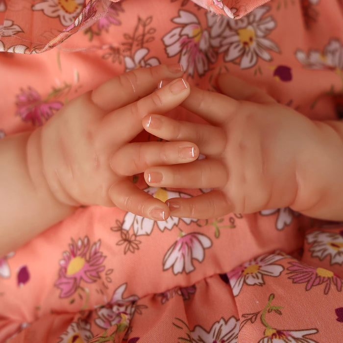 Babeside 20" Sleeping Infant Orange Floral Dress Girl Angel