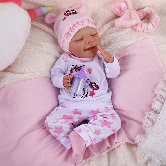 Babeside 20" Sleeping Infant Pink and White Unicorn Girl Angel