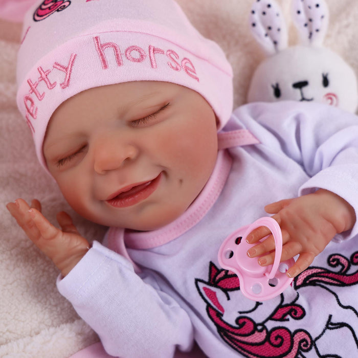 Babeside 20" Sleeping Infant Pink and White Unicorn Girl Angel