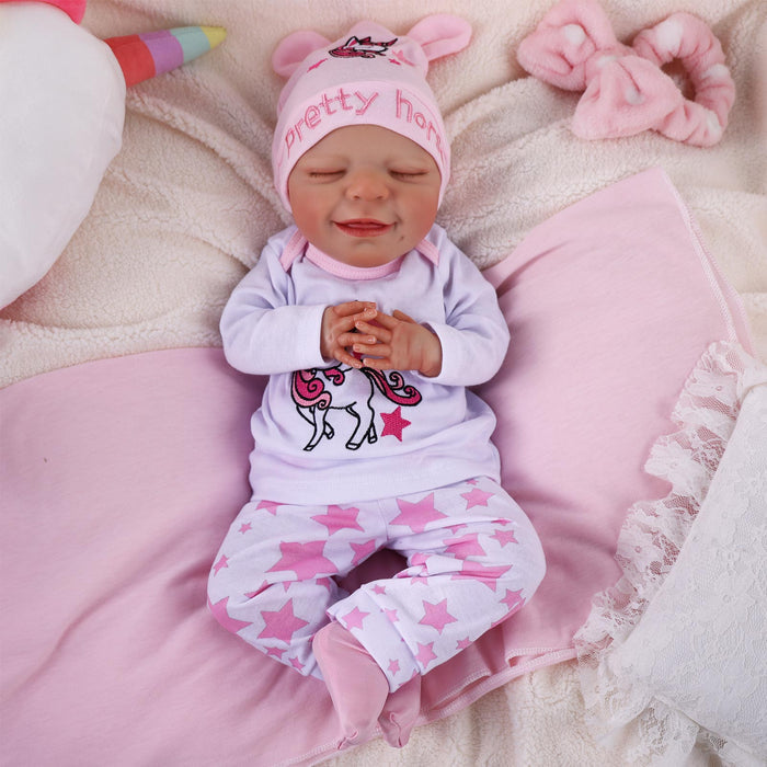 Babeside 20" Sleeping Infant Pink and White Unicorn Girl Angel