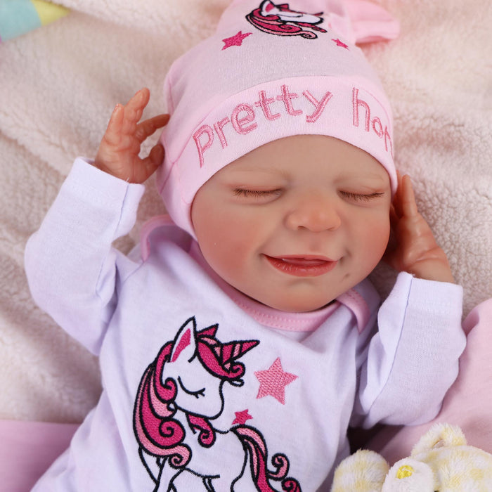 Babeside 20" Sleeping Infant Pink and White Unicorn Girl Angel