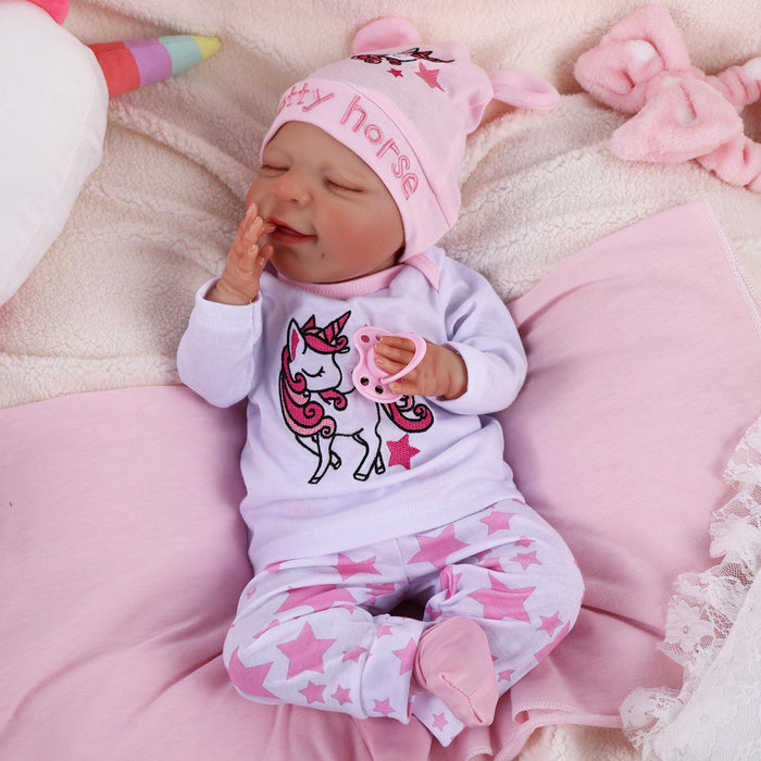 Babeside 20" Sleeping Infant Pink and White Unicorn Girl Angel