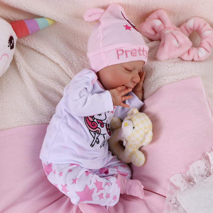 Babeside 20" Sleeping Infant Pink and White Unicorn Girl Angel