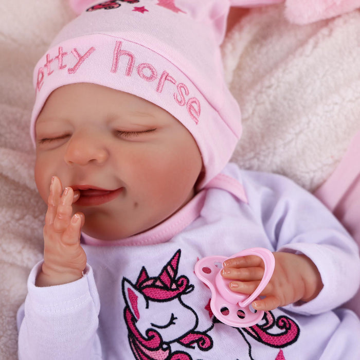Babeside 20" Sleeping Infant Pink and White Unicorn Girl Angel