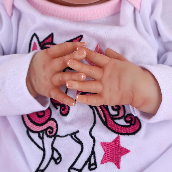 Babeside 20" Sleeping Infant Pink and White Unicorn Girl Angel