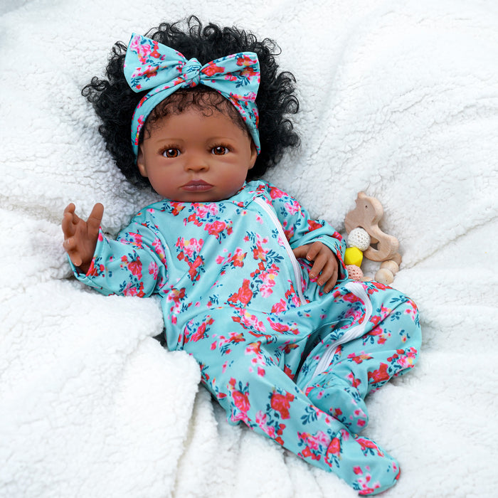 Babeside 20'' Smiling Baby African American Girl Laney with Heartbeat Coos and Breath