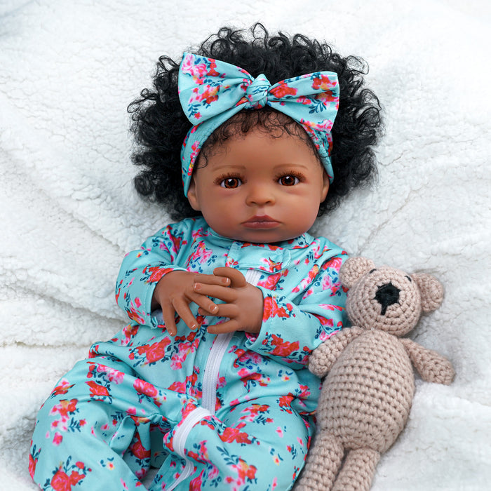 Babeside 20'' Smiling Baby African American Girl Laney with Heartbeat Coos and Breath