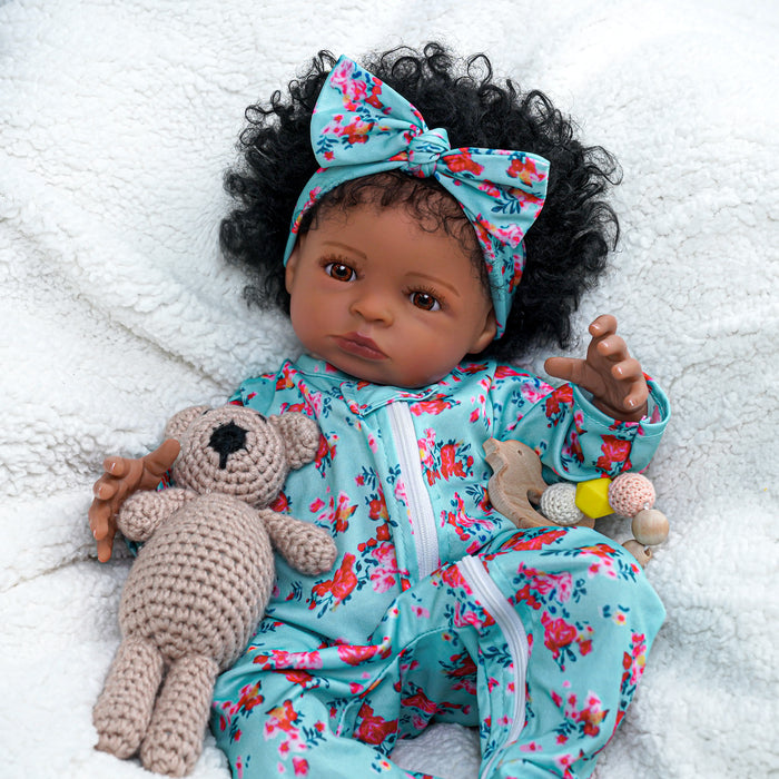 Babeside 20'' Smiling Baby African American Girl Laney with Heartbeat Coos and Breath