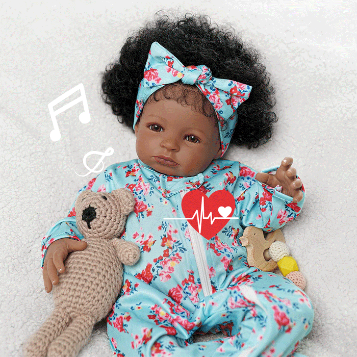 Babeside 20'' Smiling Baby African American Girl Laney with Heartbeat Coos and Breath