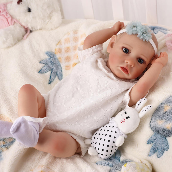 Babeside 20" Toddler Reborn Baby Doll White Jumpsuit Girl Saria