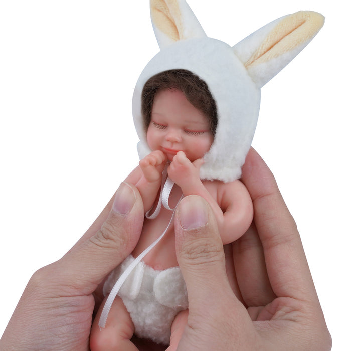 Babeside 6" Full Silicone Reborn Baby Dolls Girl Skylar with Brown Short Hair Look Real Babeis Infant