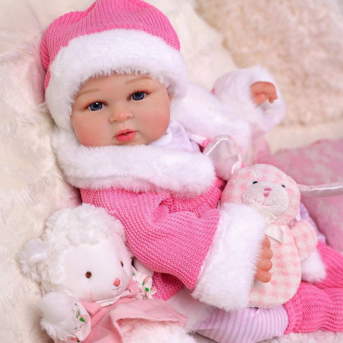Babeside Abby 17'' Realistic Reborn Baby Doll Cute Awake Girl Winter Pink