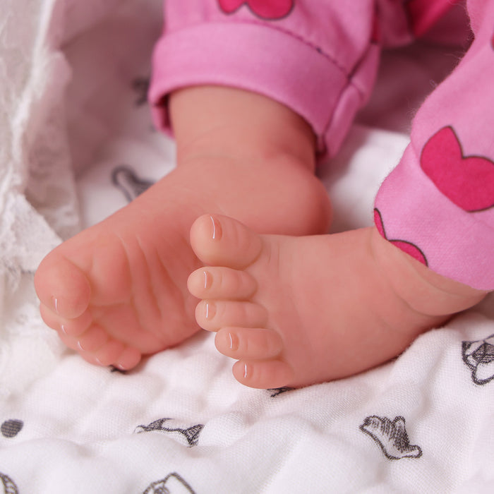 Babeside Ama 20'' Reborn Baby Doll Girl Awake Long Brown Hair Lovely Lifelike Pink Red Love Heart