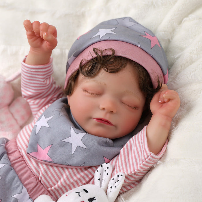 Babeside Amy 20'' Realistic Reborn Baby Doll Sleeping Girl Pink And Grey Star