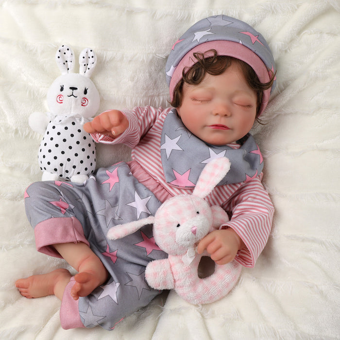 Babeside Amy 20'' Realistic Reborn Baby Doll Sleeping Girl Pink And Grey Star